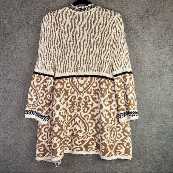 Chico's Sweater Women's Medium Cream Pattern Mix Audrey Open Front Cardigan NEW - Picture 9 of 10